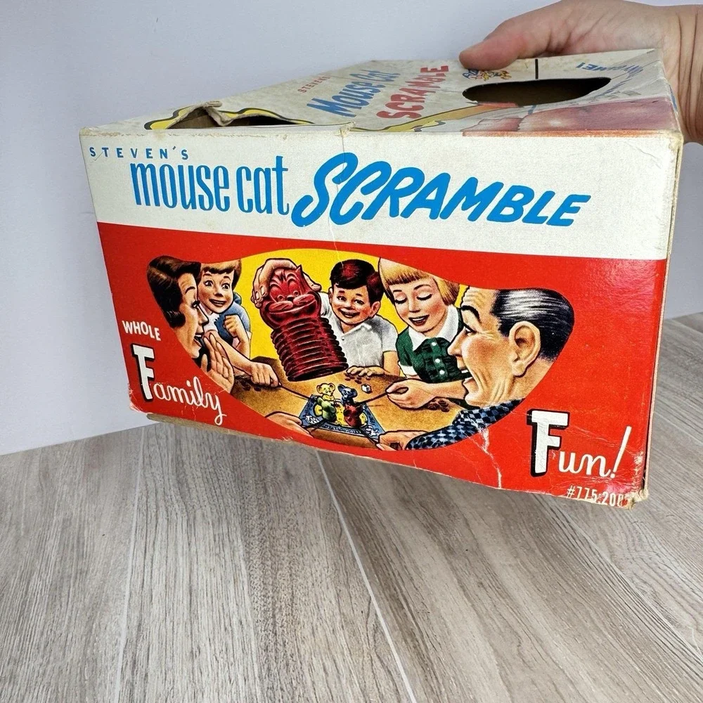 Vintage‎ Mouse Cat Scramble Game 1966 Steven Pixie Toys #775 with Box